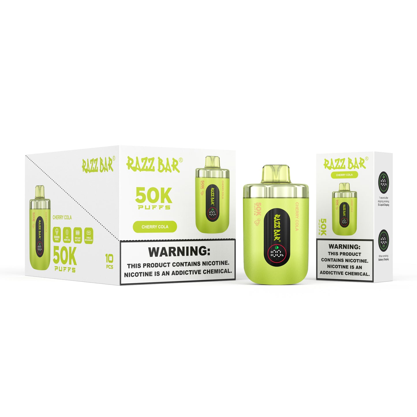 650 mAh ricaricabile Razz Bar 50K Nicotina 2% o 5%