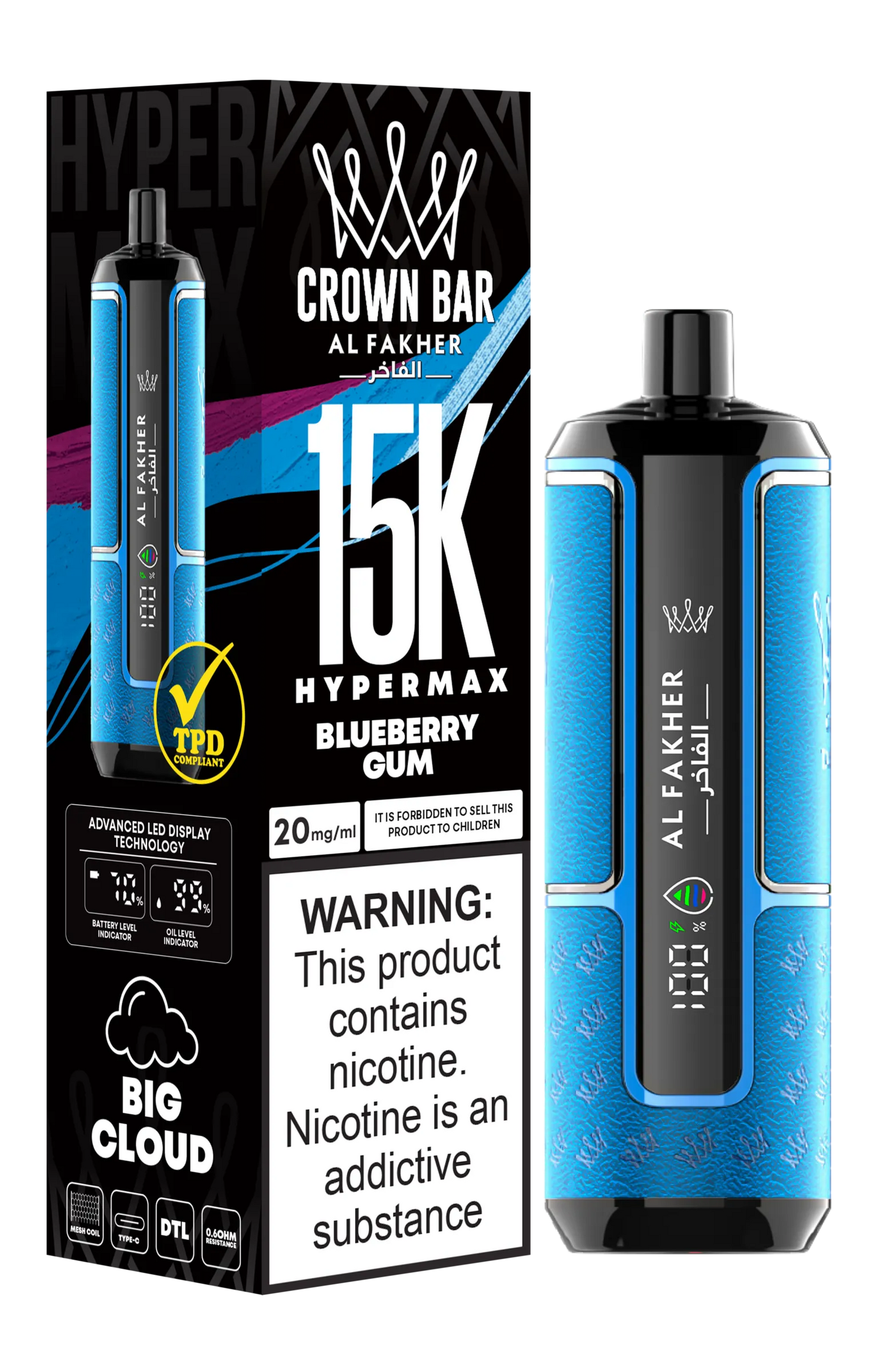 Blueberry Gum Gusto Puff 15000 Tiri Sigarette Elettroniche Usa e Getta with 6% Nicotina