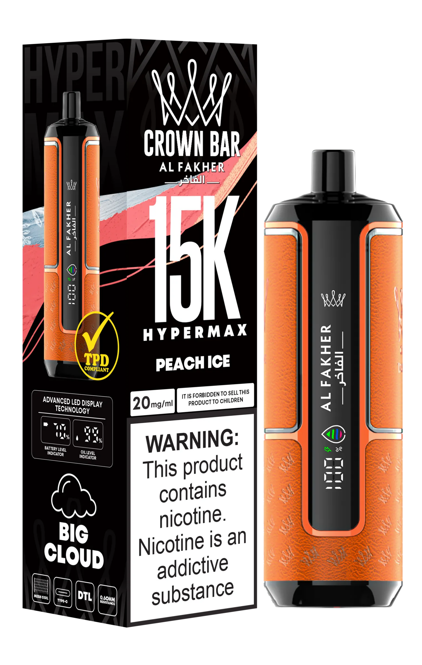 Peach Ice - Puff 15K Puffs Nicotine Vape Monouso with Batteria Ricaricabile
