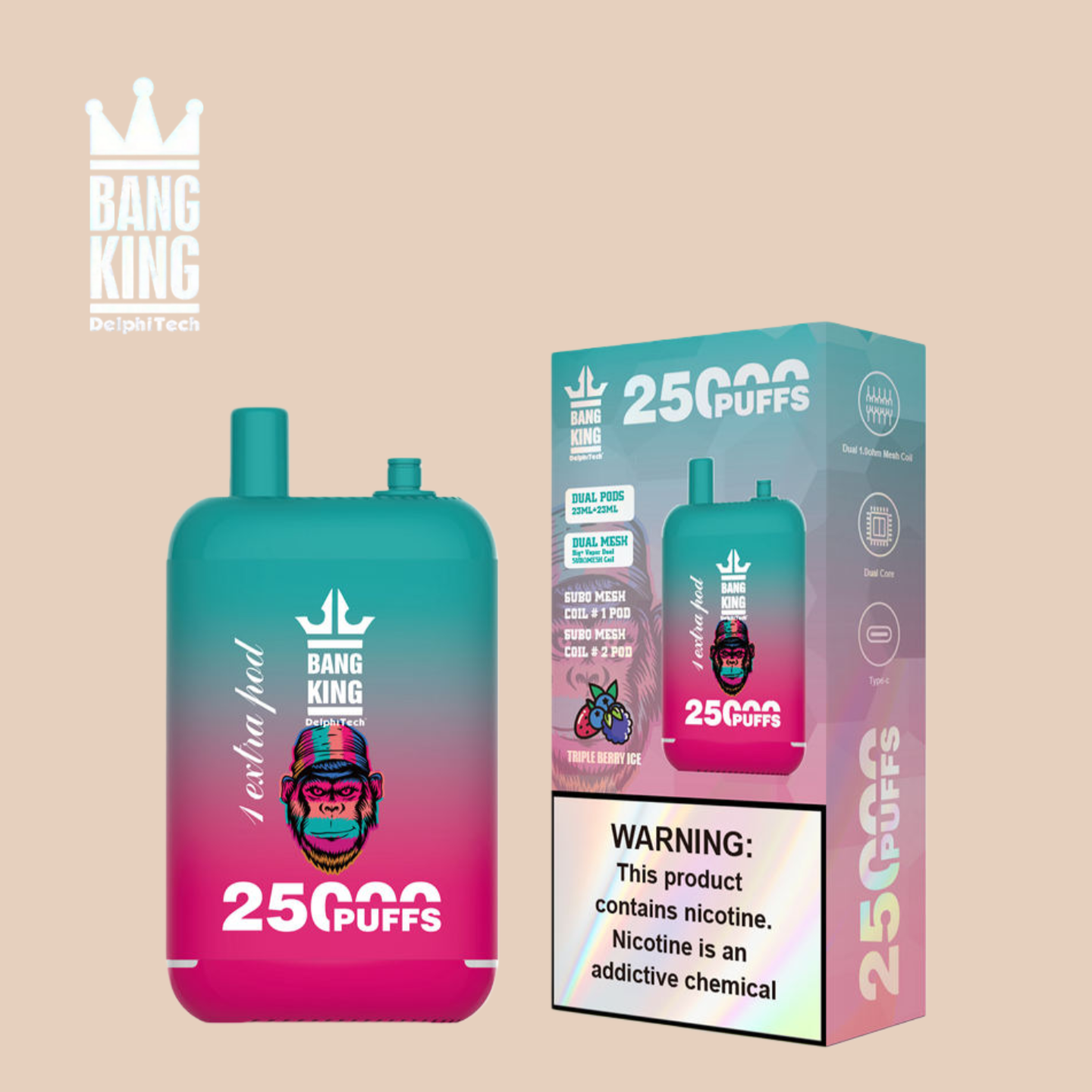 Bang King 25k Puff 25000 Tiri Triple Berry Ice