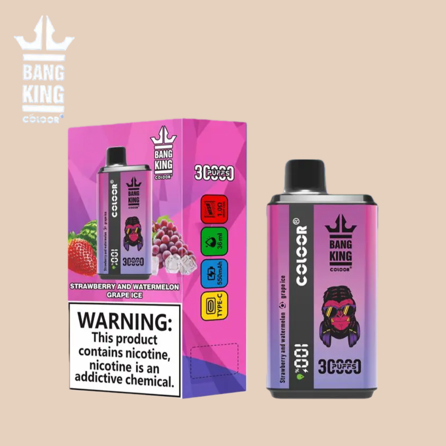 Bang King 30000 Strawberry and Watermelon & Grape Ice