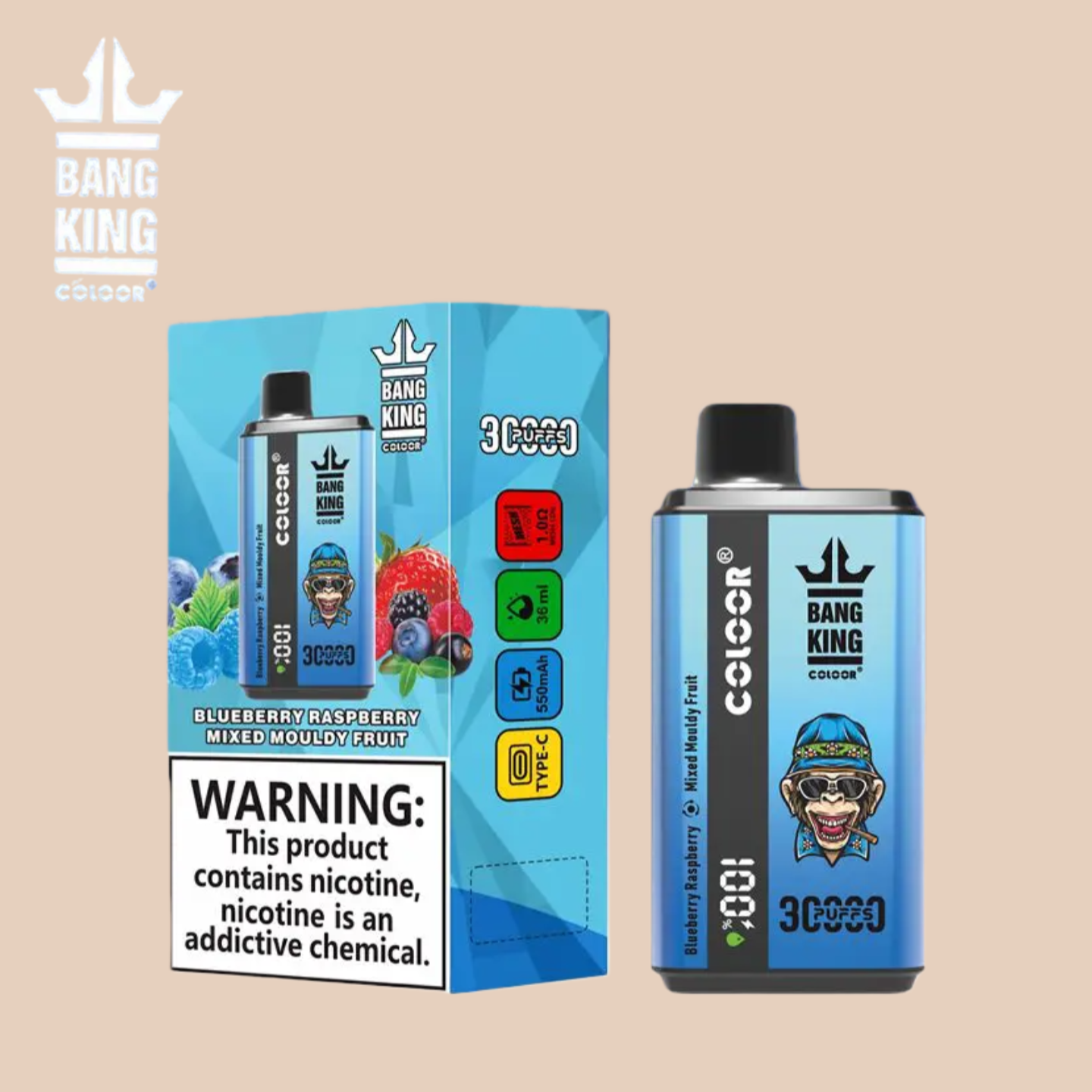 Blueberry Raspberry & Mixed Mouldy Fruit Bang King Puff 30000