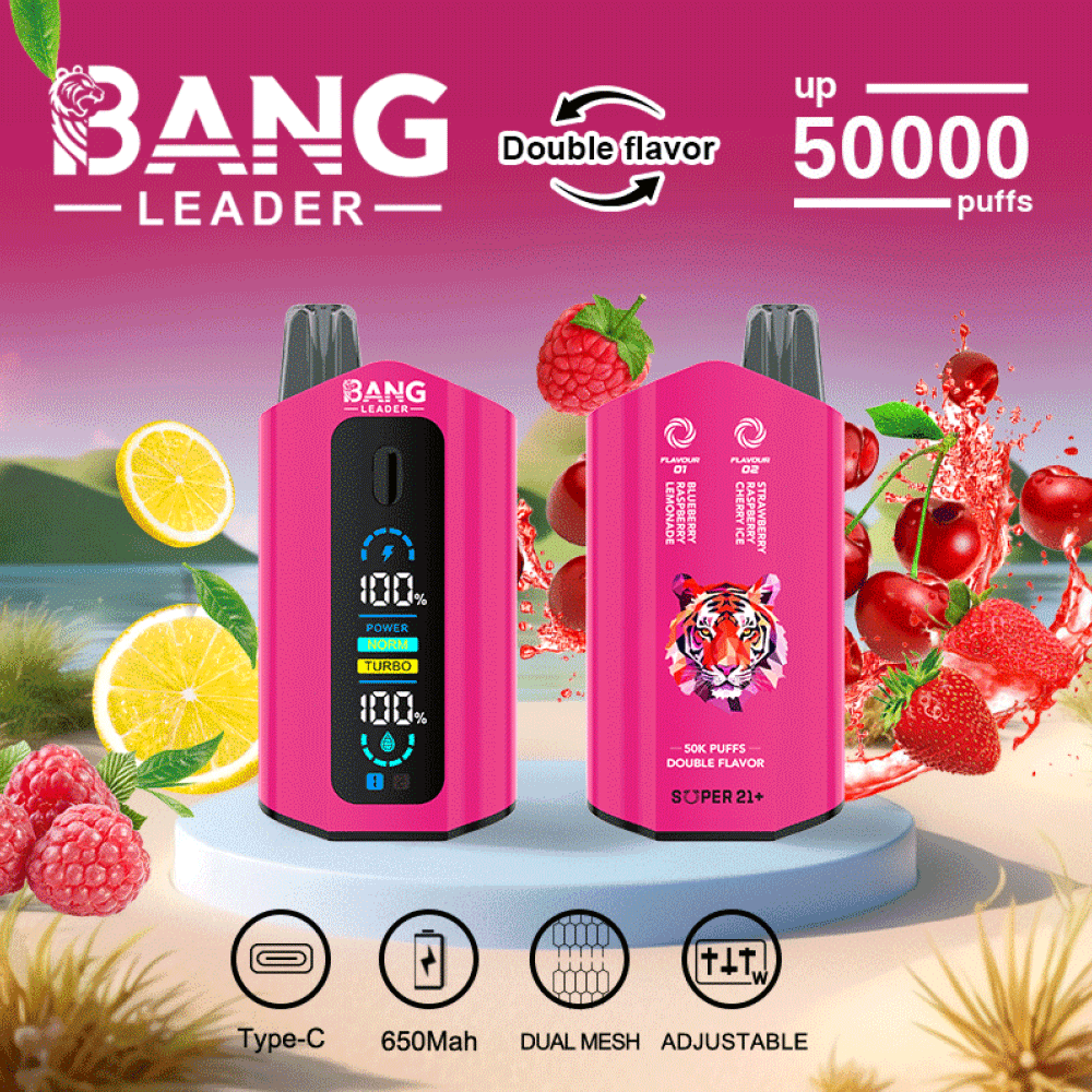 Bang Leader 50k Monouso Vape Strawberry Raspberry Cherry Ice & Cherry Doppio Sapore