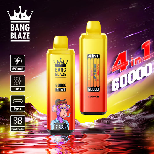 Bang Blaze 60000 Puff 60k Tiri 4 in 1 Gusto Nicotina Sigaretta Elettronica Monouso
