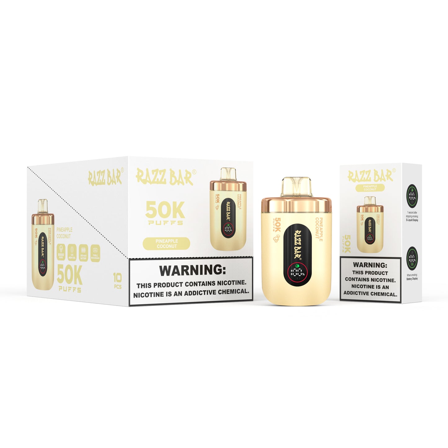 650 mAh ricaricabile Razz Bar 50K Nicotina 2% o 5%