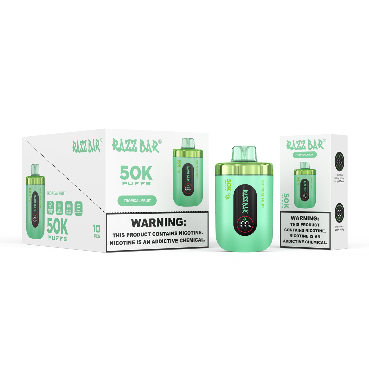 650 mAh ricaricabile Razz Bar 50K Nicotina 2% o 5%