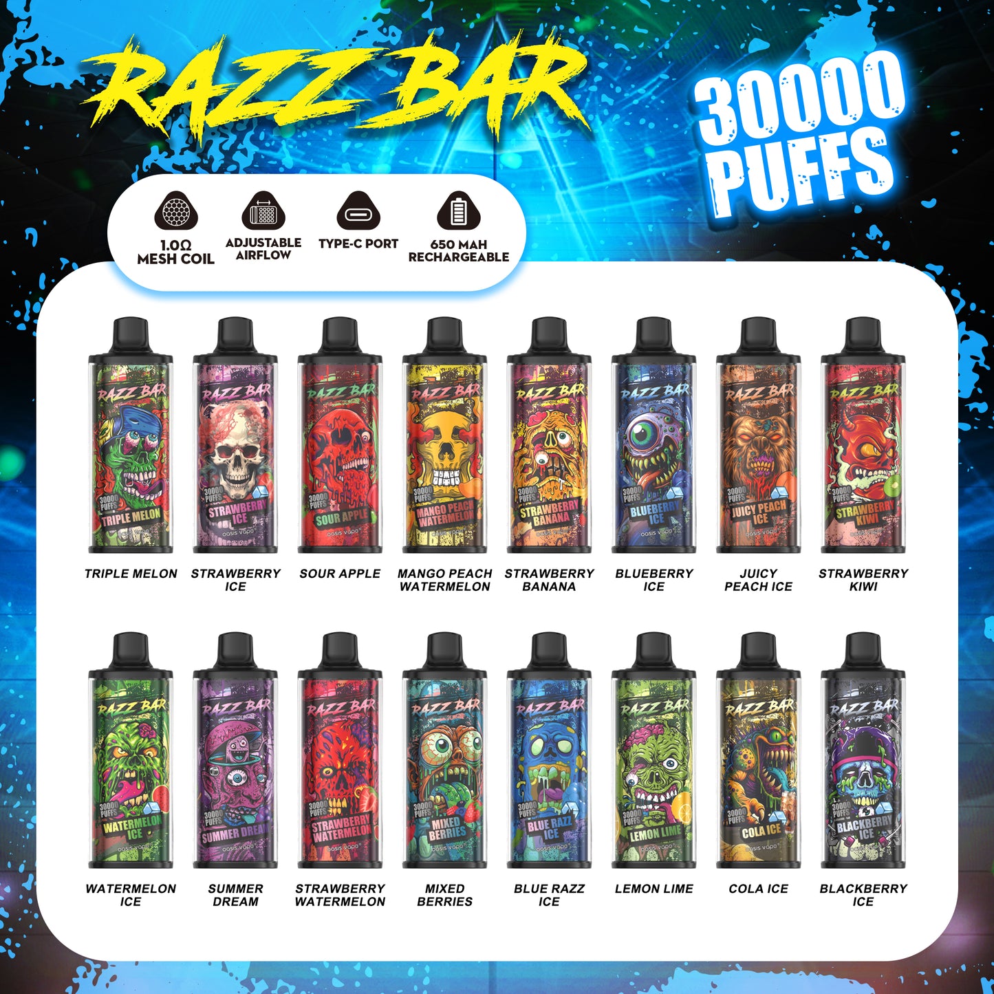Razz Bar 30000 Cigarettes électroniques jetables