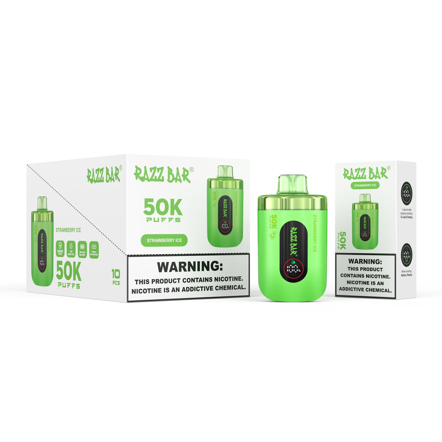 650 mAh ricaricabile Razz Bar 50K Nicotina 2% o 5%