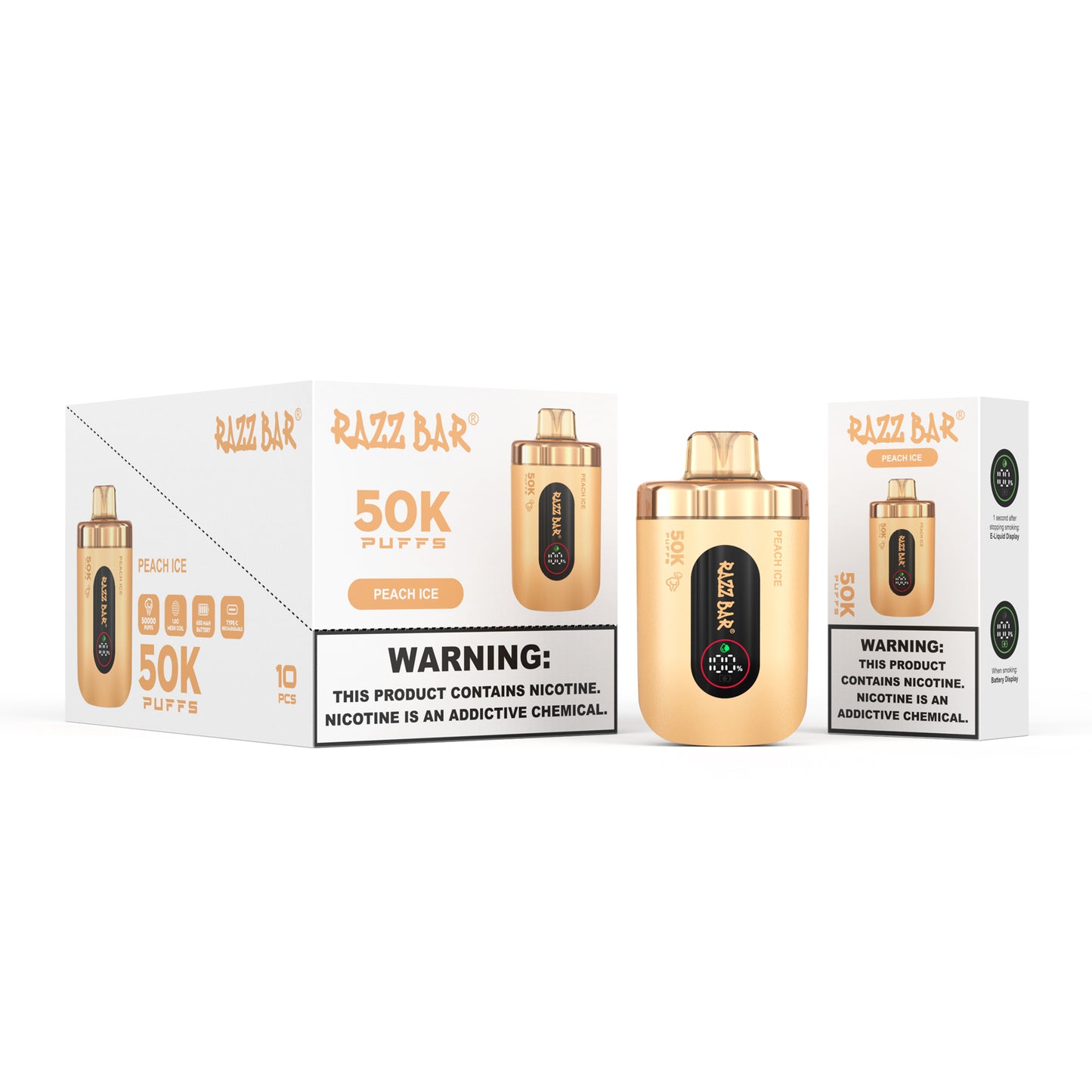 650 mAh ricaricabile Razz Bar 50K Nicotina 2% o 5%