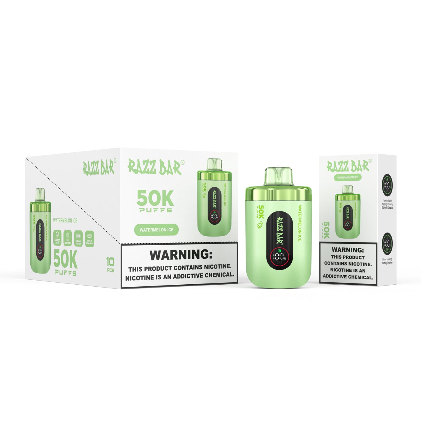 650 mAh ricaricabile Razz Bar 50K Nicotina 2% o 5%