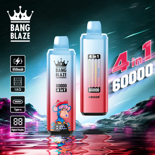 Bang Blaze 60000 60K Puffs 4 in 1 Gusto Nicotina Sigaretta Elettronica Monouso
