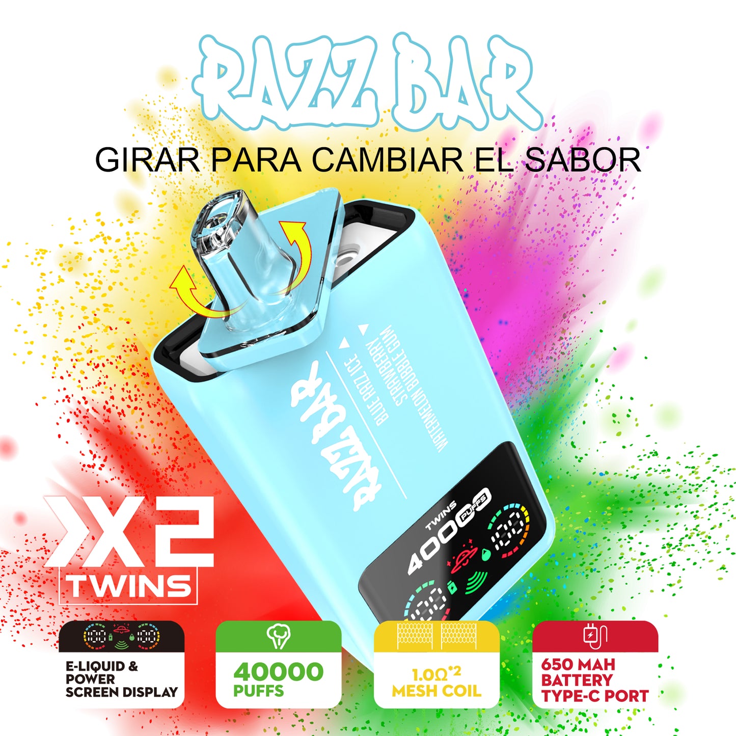 Razz Bar 40K Tiri Vape Sistema a doppio gusto