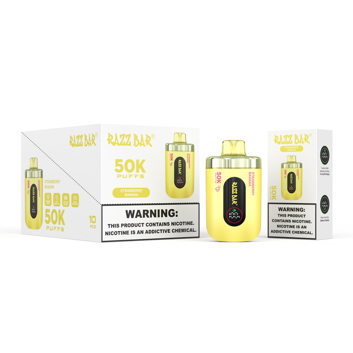 650 mAh ricaricabile Razz Bar 50K Nicotina 2% o 5%