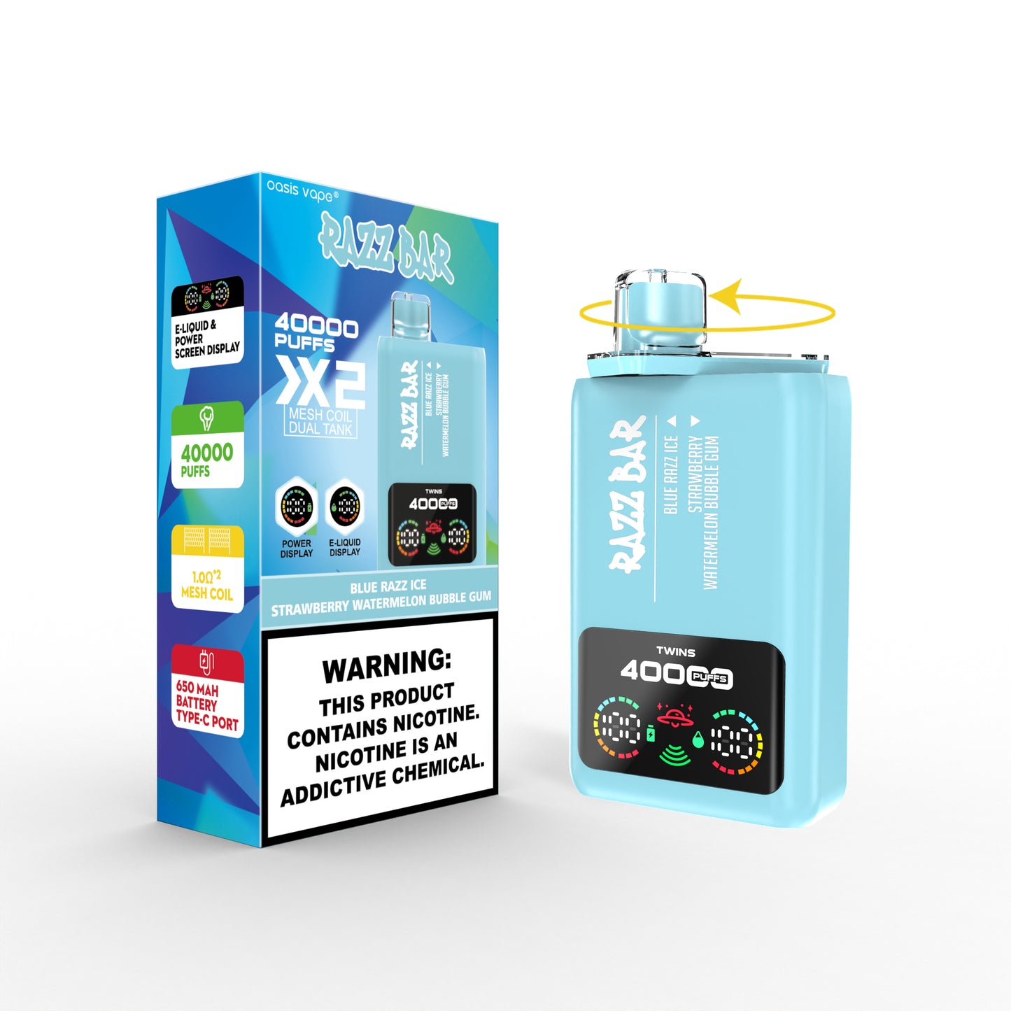 Razz Bar 40K Tiri Vape Sistema a doppio gusto