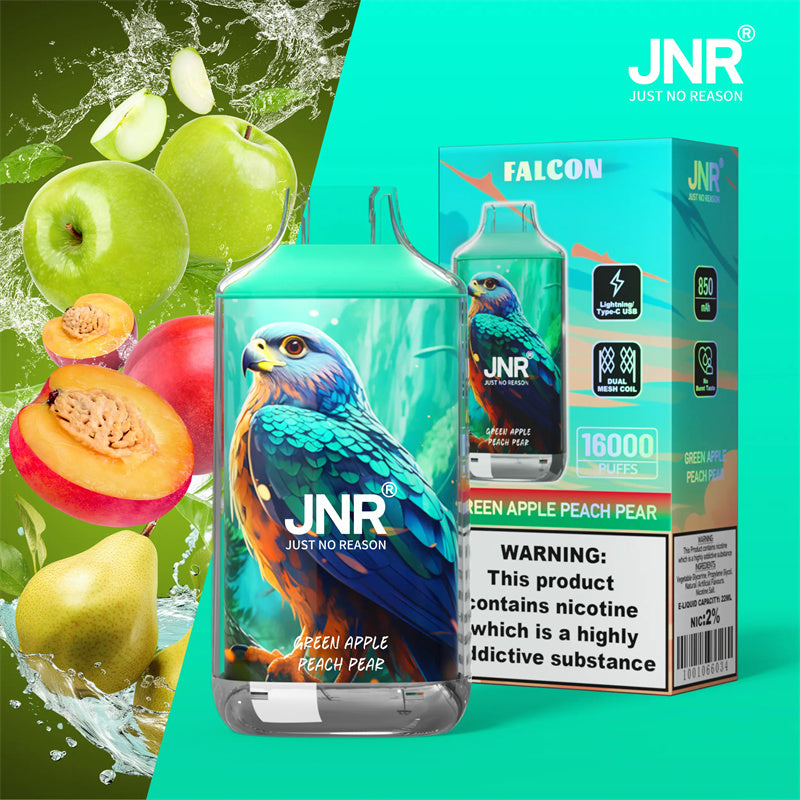 Green Apple Peach Pear Puff JNR Falcon 16000 Puffs Vape Monouso