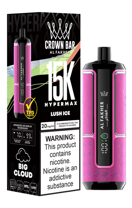 Al Fakher Puff 15000 Tiri Sigarette Elettroniche Monouso with 6% Nicotine - Lush Ice Flavor