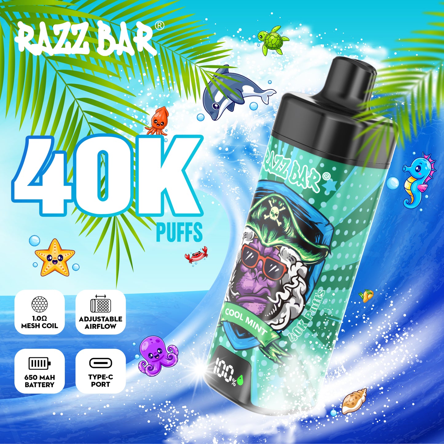 Razz Bar NEW 40K Vape 18 gusti