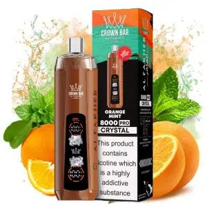 Al Fakher Crown Bar Crystal 8000 Puffs Orange Mint Gusto Sigarette Elettroniche Monouso