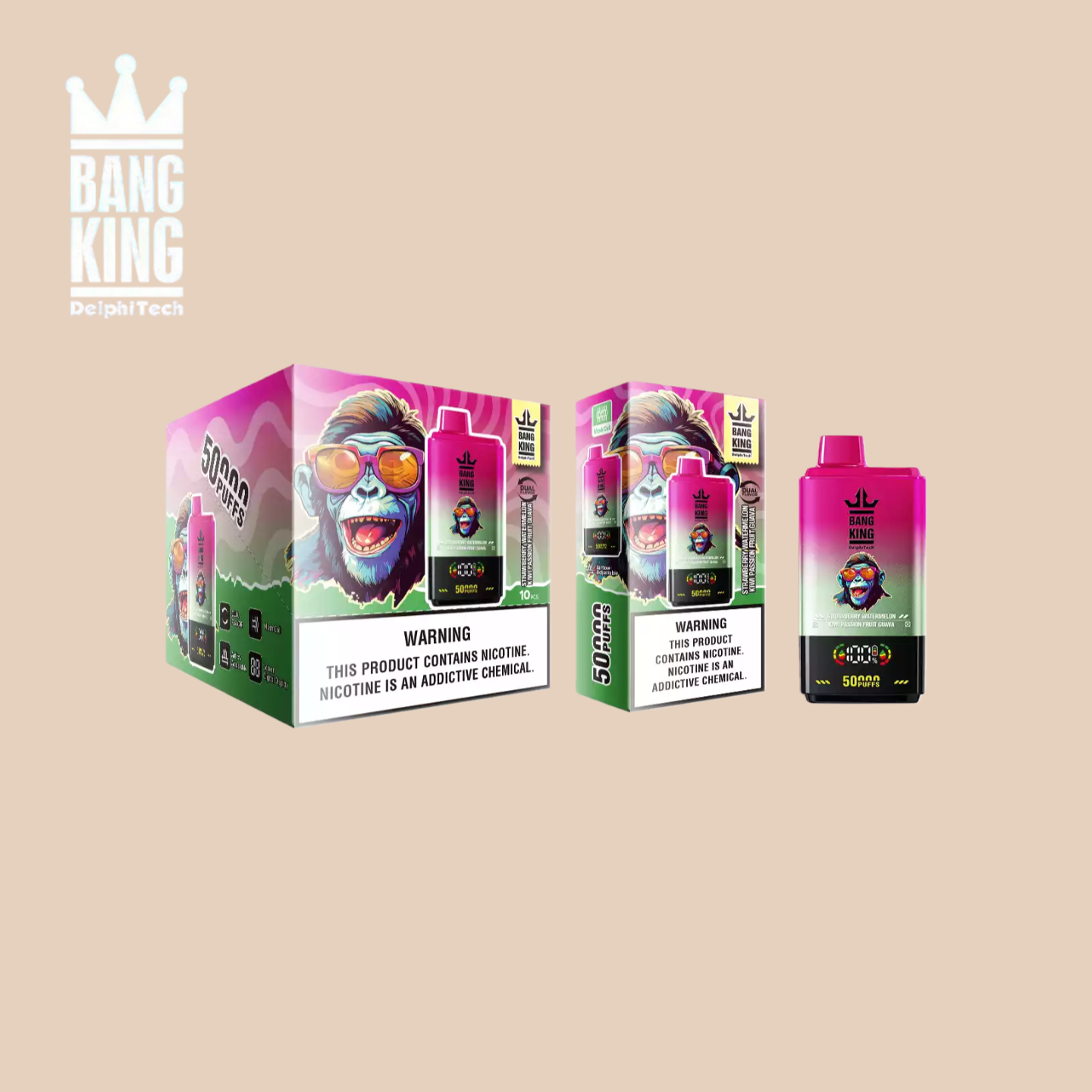 Bang King 50k Strawberry Watermelon & Kiwi Passion Fruit Guava