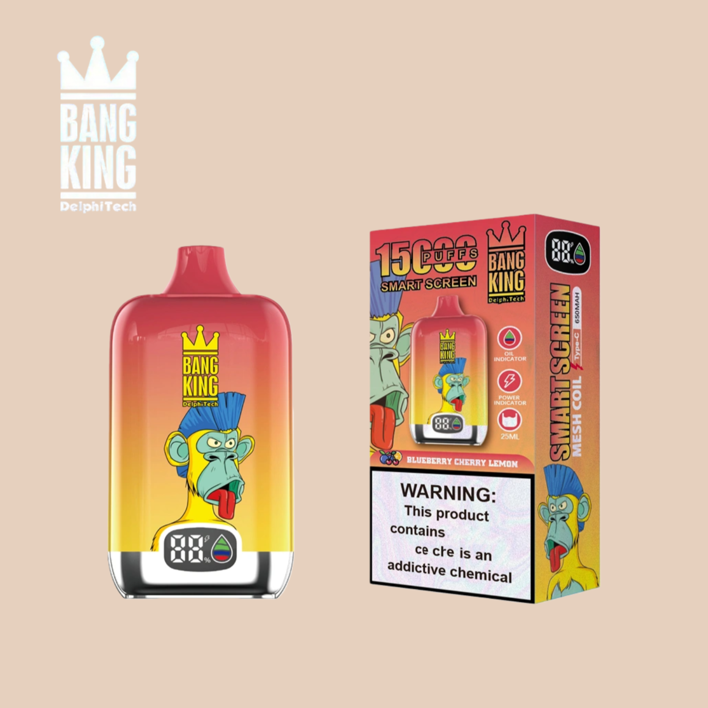 Bang King 15K Puffs Blueberry Cherry Lemon