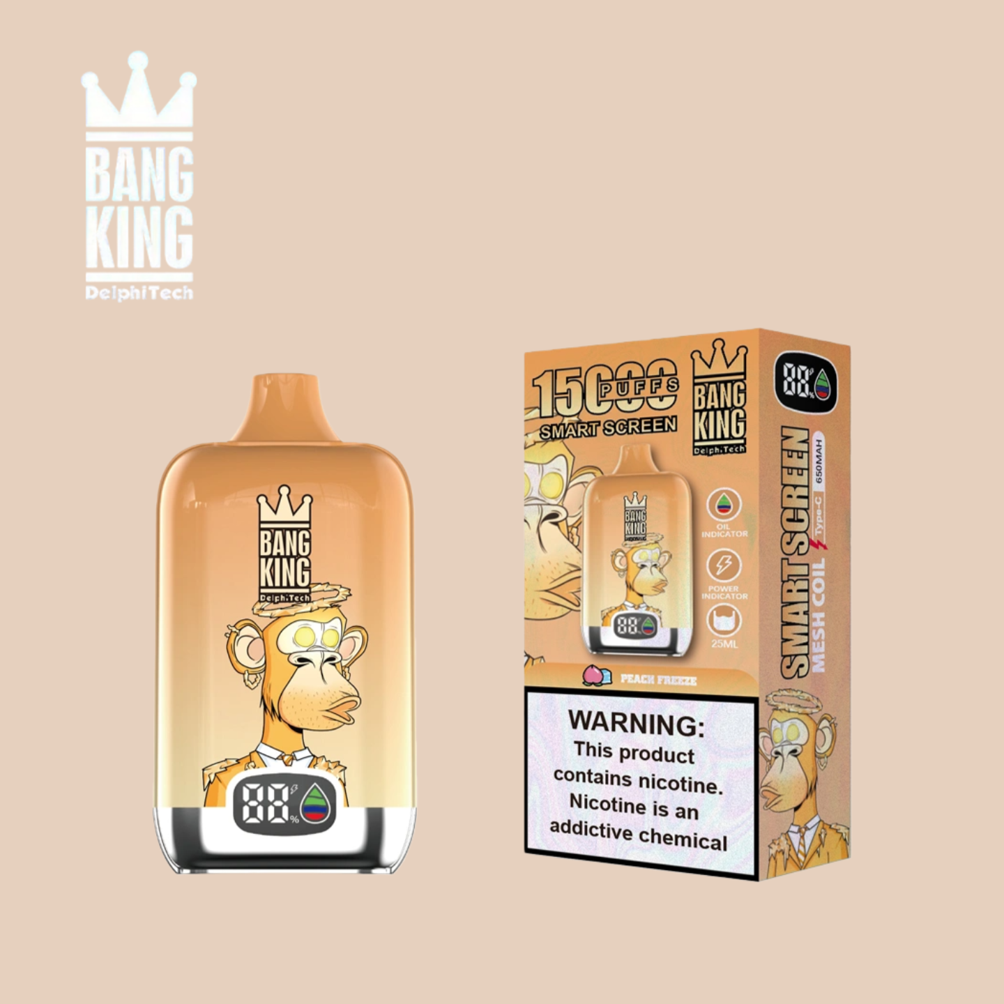 Bang King Puff 15k Tiri Peach Freeze