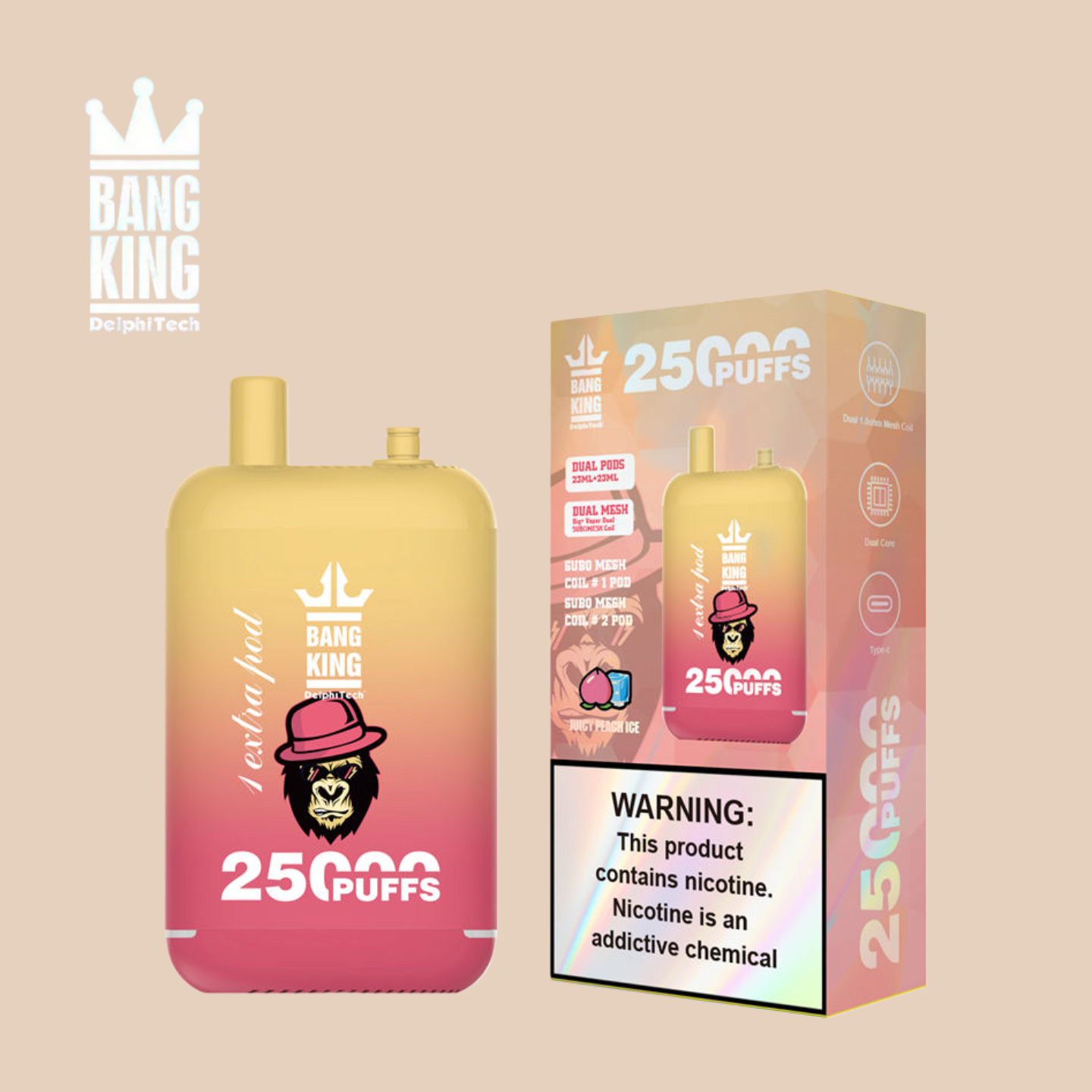 Juicy Peach Ice Bang King Puff 25000 Tiri Sigarette Elettroniche