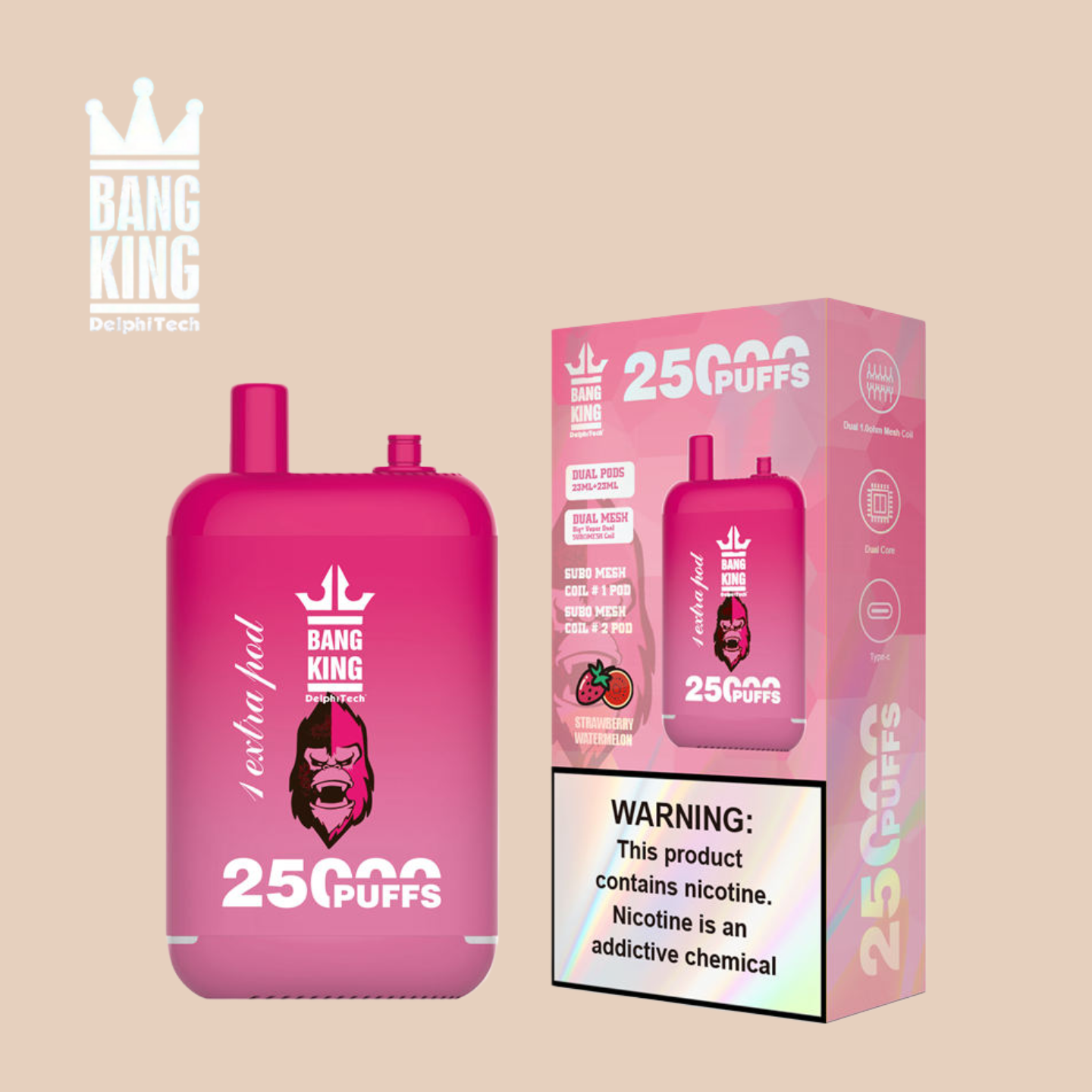 Strawberry Watermelon Bang King Puff 25000 Tiri Vape