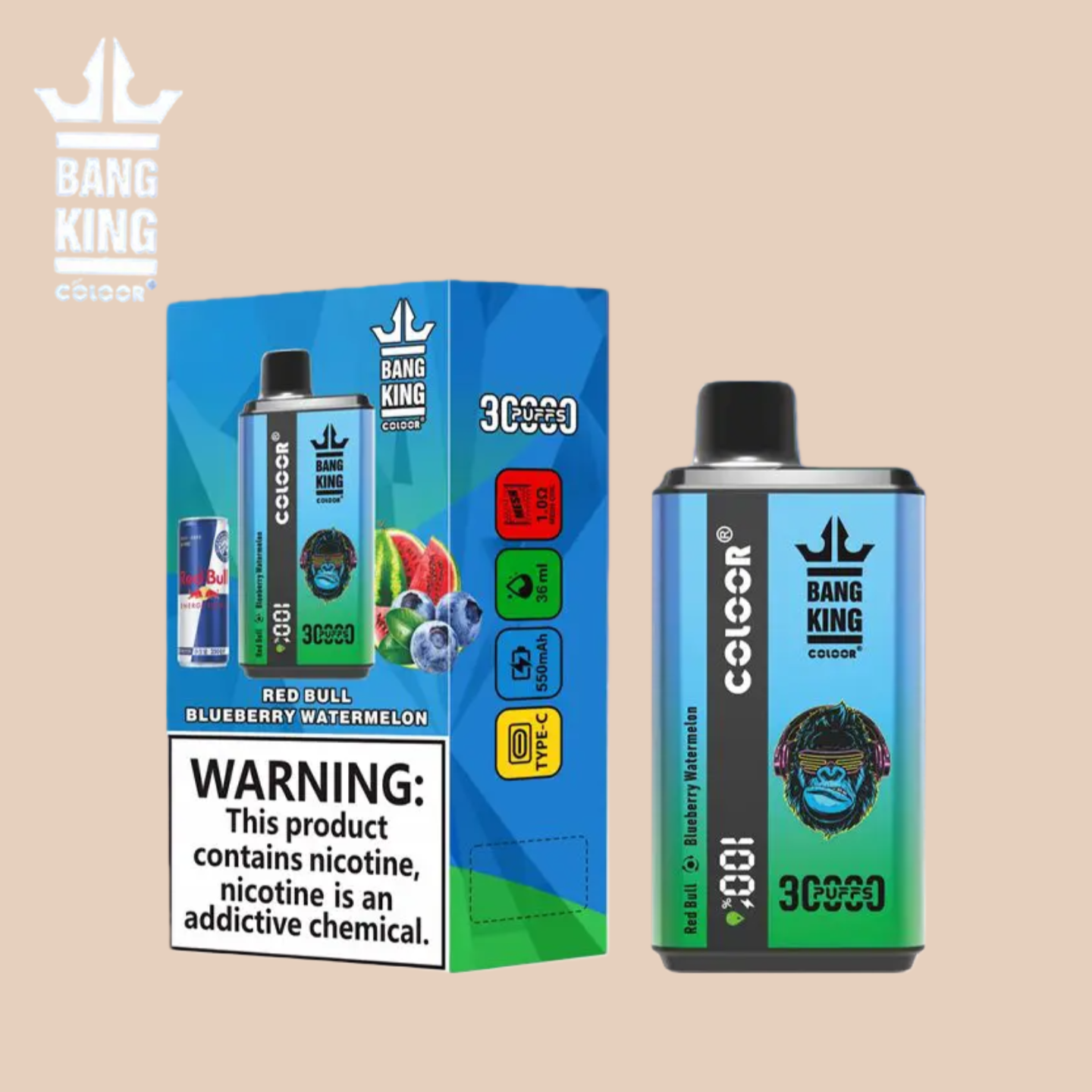 Red Bull & Blueberry Watermelon Puff Bang King 30K Vape