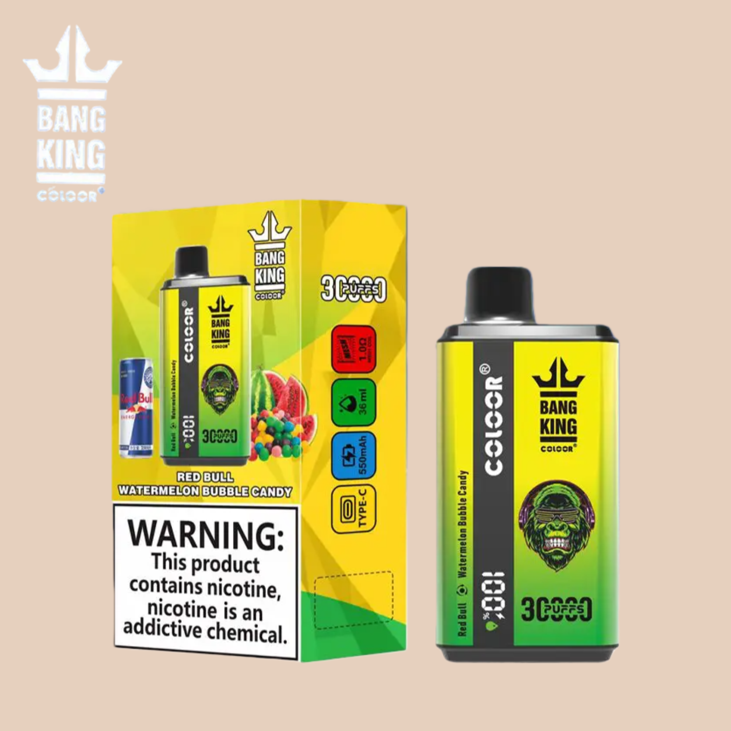 Bang King 30K Puff Red Bull & Watermelon Bubble Candy