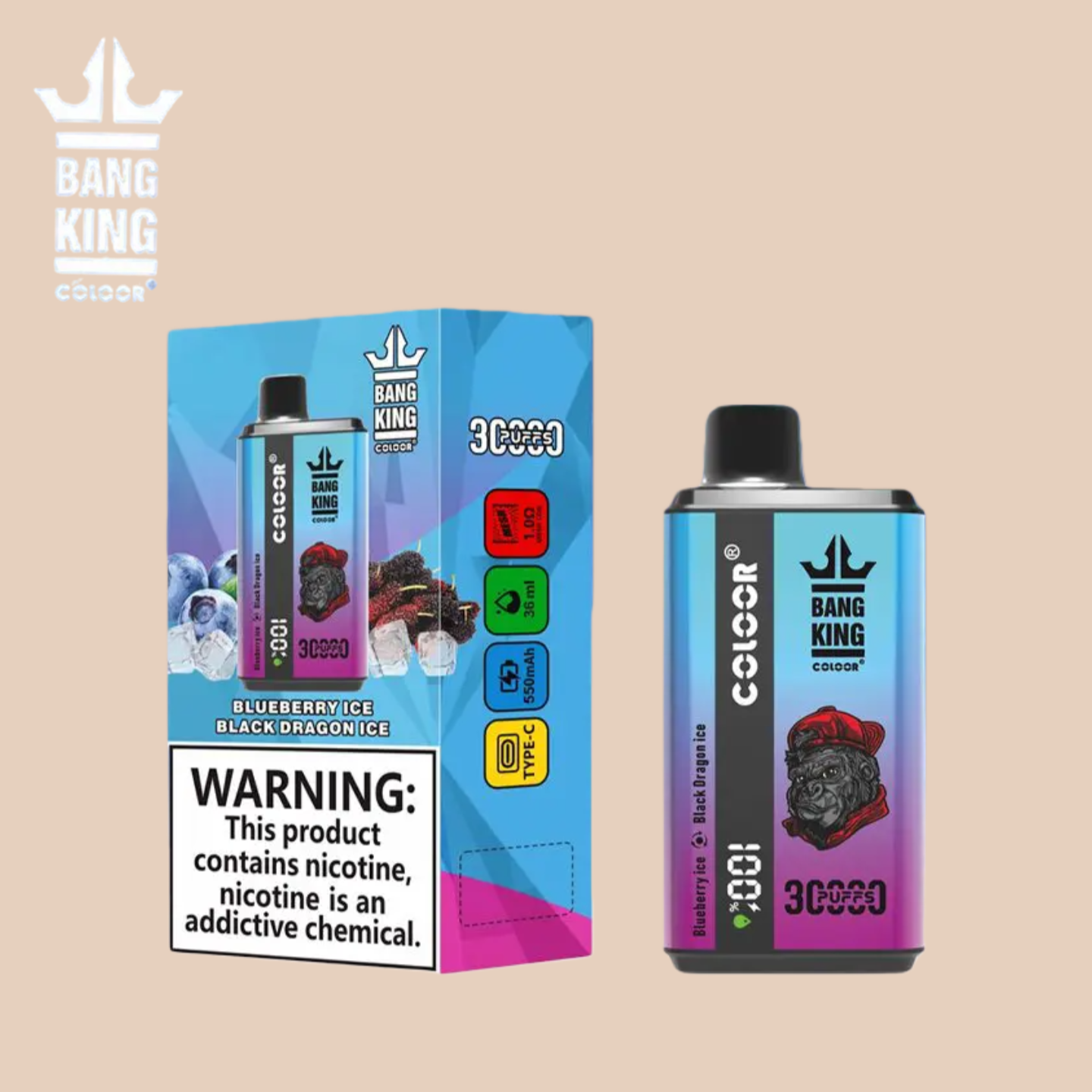 Bang King 30000 Blueberry Ice & Black Dragon Ice Puffs 30k Tiri Vape