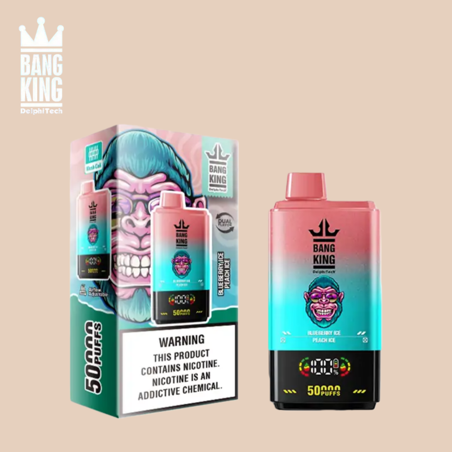 Puff Bang King 50000 Tiri Blueberry Ice & Peach Ice Vape
