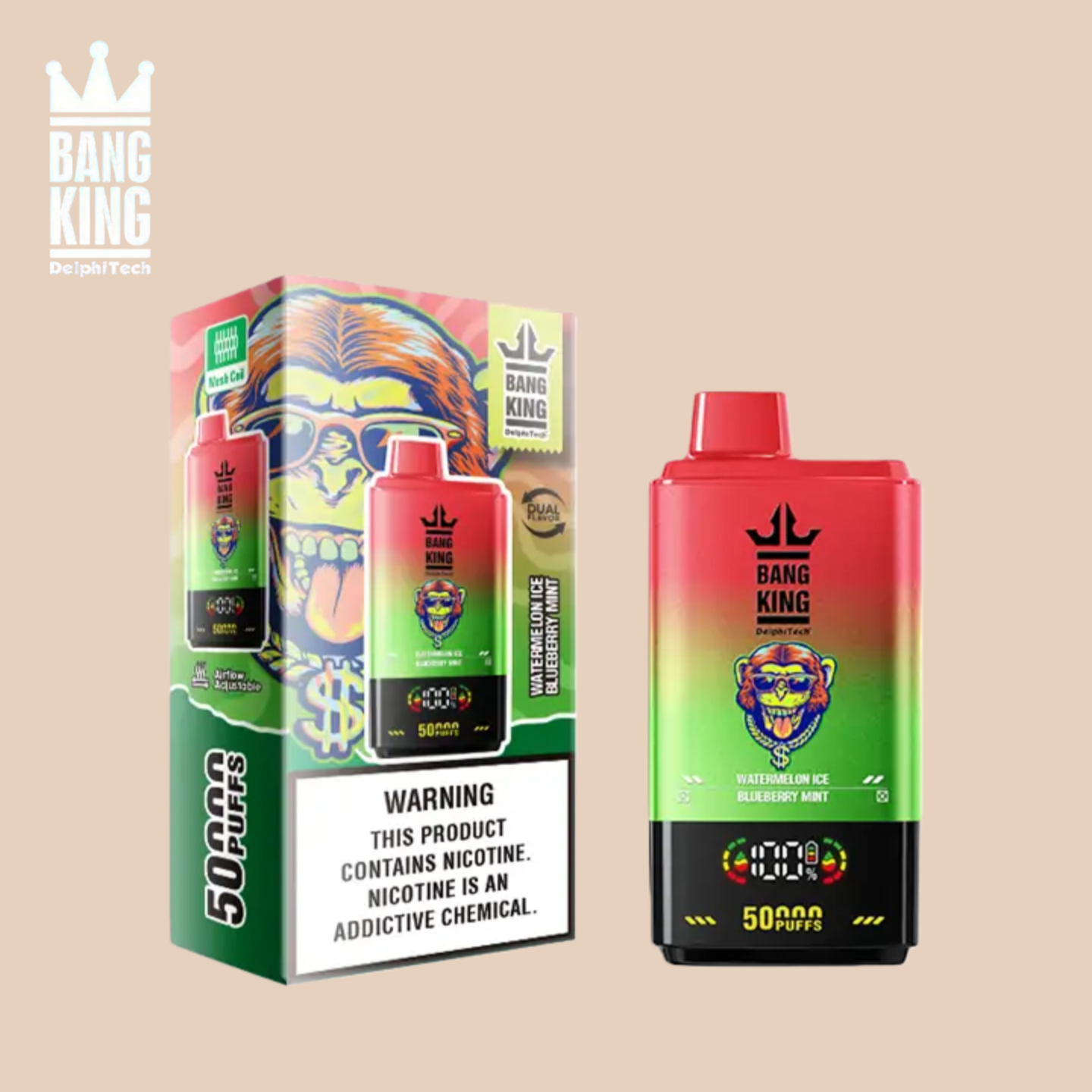 Bang King Puff 50000 Tiri Watermelon Ice & Blueberry Mint