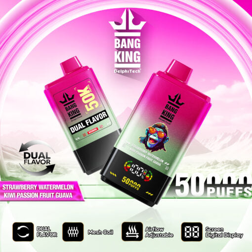 Bang King Puff 50k Tiri Vape Strawberry Watermelon & Kiwi Passion Fruit Guava