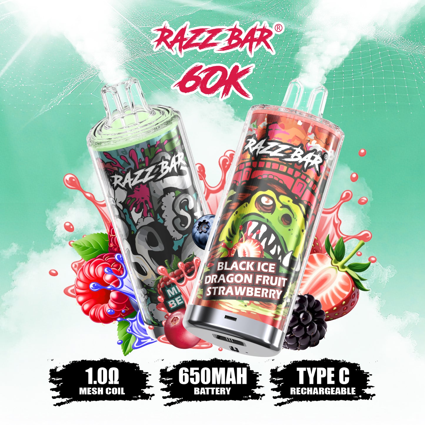 Razz Bar 60K Tiri Vape Mesh Coil 1.0Ω
