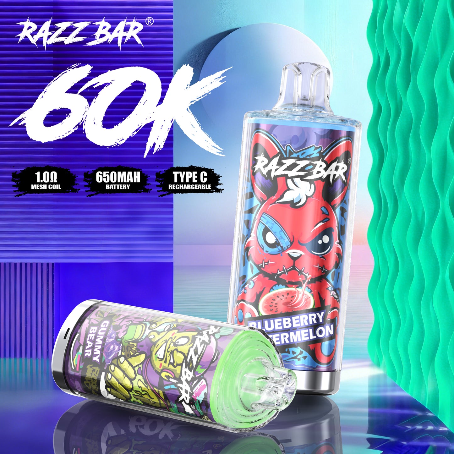 Razz Bar 60K Tiri Vape Mesh Coil 1.0Ω